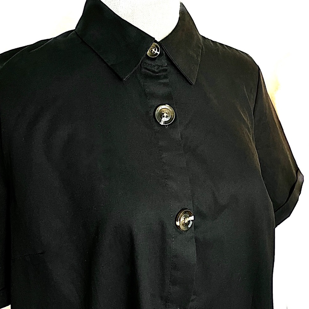 Who What Wear Black Duster Jacket Top Size Medium Long Artiste Style Overblouse